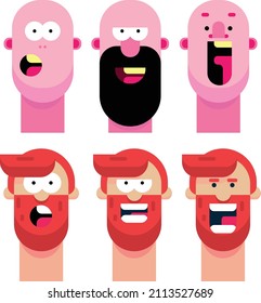 guy face expressions illustration set of 6
