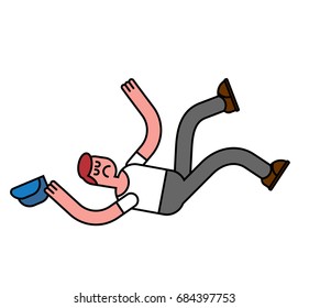 guy fall isolated. Man falling. Pain and discontent
