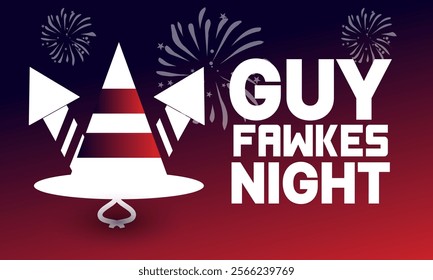 Guy Fawkes day . 5 November Bonfire Night worldwide International celebration day Festival. Holiday concept template with text inscription, perfect for background, Greeting Card, Poster, Banner, Web 