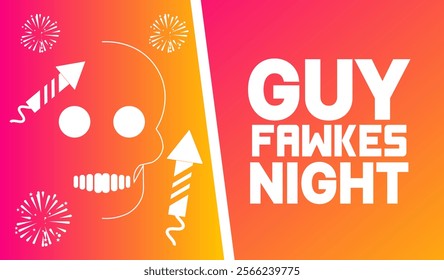 Guy Fawkes day . 5 November Bonfire Night worldwide International celebration day Festival. Holiday concept template with text inscription, perfect for background, Greeting Card, Poster, Banner, Web 