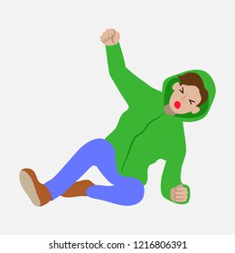 the guy fell slippery
