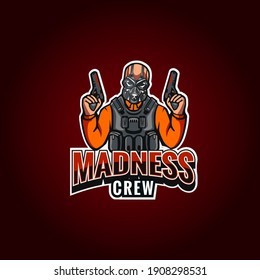 Guy with gas mask holding gun mascot illustration for esports
