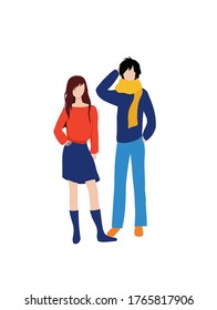 Guy and a girl communicate background. Modern illustration slider site page. The concept of live communication between a guy and a girl design. Web banner communication not via social networks vecto.