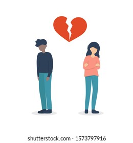 A guy and girl couple  crying due to a broken heart. Flat vector illustration design.