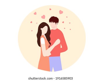 Guy and girl cuddle, a vector chart