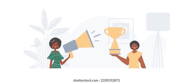 The guy and the girl are the Digital Marketing Team. Trendy style, Vector Illustration