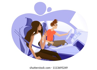 Guy and girl driving in car