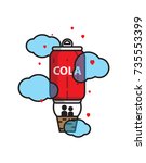 a guy and a girl are flying up, large tin can of cola, an effervescent drink, a valentine