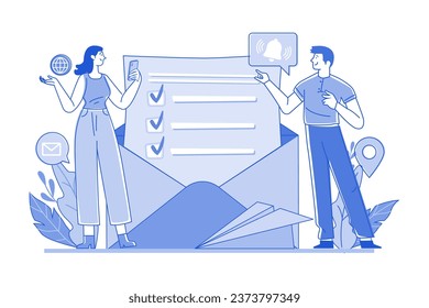 Guy Y Una Chica Recibiendo Una Notificación Por Correo Electrónico