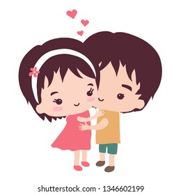 The guy and the girl hug. Vector illustration.