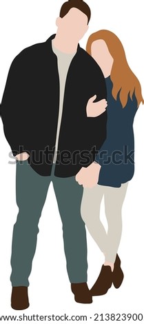 A guy and a girl hugging stand side by side in full growth