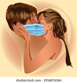 guy and girl kissing in a mask