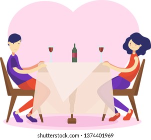 guy and girl on a date in a restaurant, drink wine