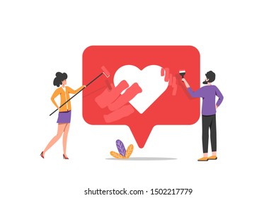 A guy and a girl paint over the heart  .