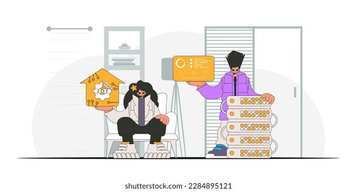 Guy y girl son un poderoso dúo en la industria de Internet.of.Things, con un estilo de arte vectorial único y contemporáneo.