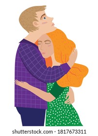 Guy and girl stand hugging each other
