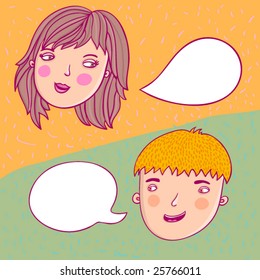  hombre y chica hablando en vector