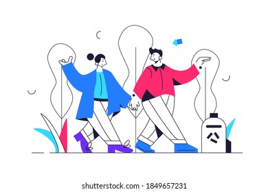 Un hombre y una chica caminando por el parque