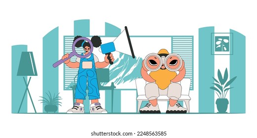 The guy and the girl are workers in the field of attracting workers.