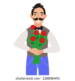 the guy gives flowers