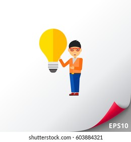 Guy giving presentation of bulb