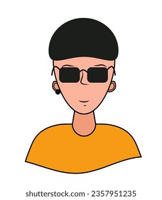 Guy in glasses with an earring. Vector illustration.