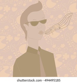 
guy with glasses sings