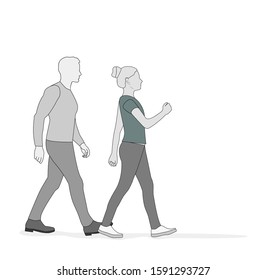 the guy goes with the girl. vector illustration. flat design.