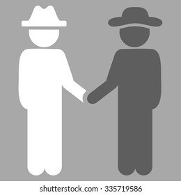 Guy Handshake vector icon. Style is bicolor flat symbol, dark gray and white colors, rounded angles, silver background.