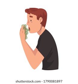 Guy Having Bad Breath, Guy Having Body Odor Problem Vector Illustration