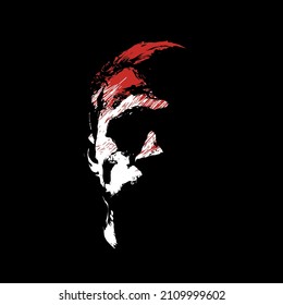 Guy head silhouette vector illustration. Horror poster design.