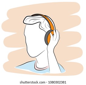 guy in headphones. vector illustration.