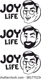 guy hipster set of logos enjoy life