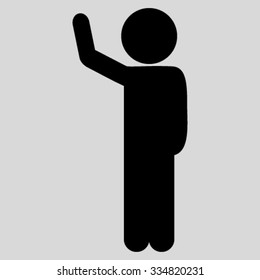 Guy Hitchhike vector icon. Style is flat symbol, black color, rounded angles, light gray background.