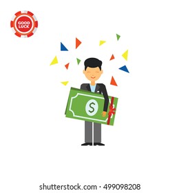 Guy Holding Dollars Icon