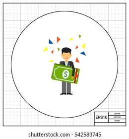 Guy Holding Dollars Icon