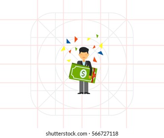 Guy Holding Dollars Icon