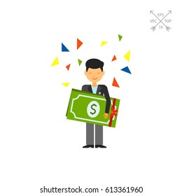 Guy Holding Dollars Icon