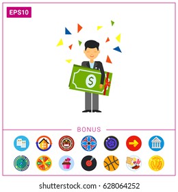 Guy Holding Dollars Icon