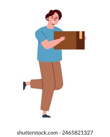 guy holding donation box and charity service