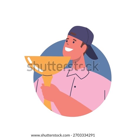 Guy holding golden goblet cup