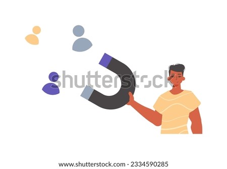 The Guy holds a attract chat up in his exorbitant , which attracts consider. Trendy style, Vector Illustration