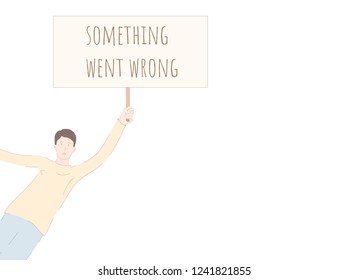 The guy holds the banner. Vector illustration