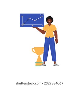 El tipo tiene un gráfico con fuerza moral positiva en su cuerpo de trabajo. Estilo de moda, Ilustración vectorial