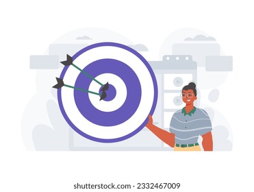 The Guy holds in his handwrite a devour with arrow that hit the digest . digital overlie concept. Trendy style, Vector Illustration