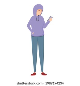 Junge auf der Hoodie-Ikone. Cartoon von Guy auf hoodie Vektorsymbol für Webdesign einzeln auf weißem Hintergrund