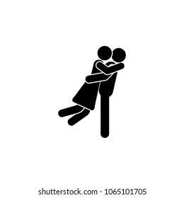 the guy hugs the girl icon. Element of couples in love illustration. Premium quality graphic design icon. Signs and symbols collection icon for websites, web design, mobile app on white background