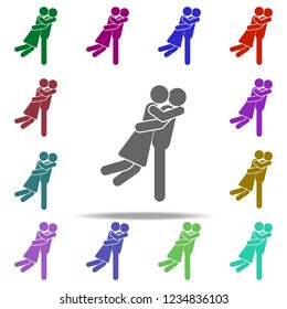 the guy hugs the girl icon. Elements of People in love in multi color style icons. Simple icon for websites, web design, mobile app, info graphics