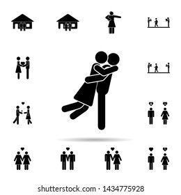The guy hugs the girl icon. Universal set of people in love for website design and development, app development