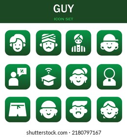 guy icon set. Vector  illustrations related with Man, Man and Man